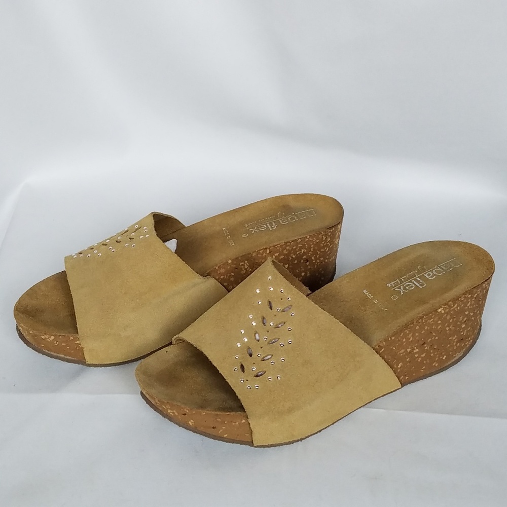 Napa Flex Genuine Suede Slide Platform Slides Sandals 38 David Tate 90s Y2K
